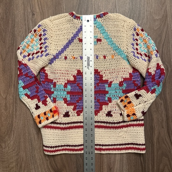 Adolfo Colorful Crochet Cardigan Sweater - Picture 6 of 8